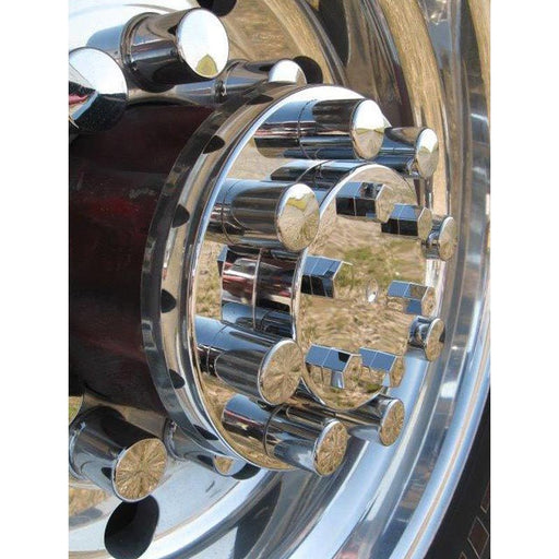 Lifetime Chrome Rear Axle Cover with Top Hat Style Nut Covers