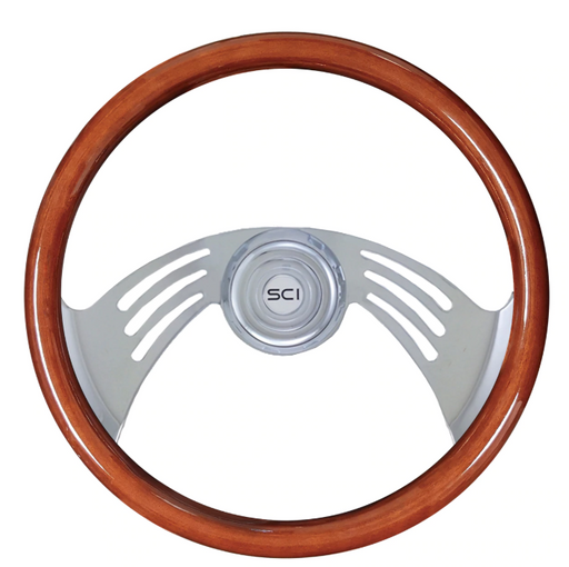 Bells-And-Whistles-Chrome-Shop-Trucks-Aftermarket-Accessories-Steering-Steering-Creations-Flight-Wood-Steering-Wheel-Peterbilt-Kenworth-Freightliner-Mack-Volvo-Lonestar
