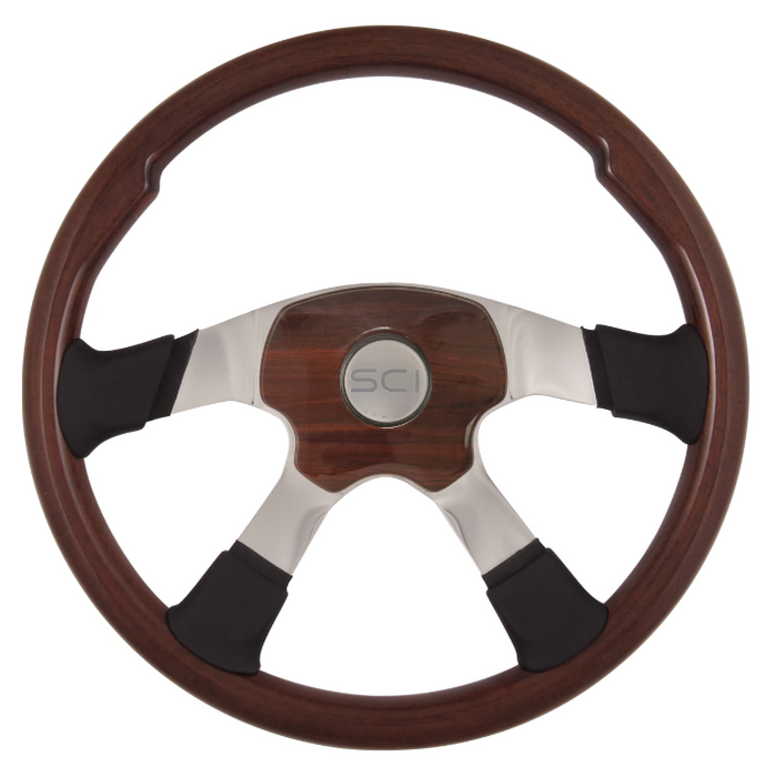 Bells-And-Whistles-Chrome-Shop-Trucks-Aftermarket-Accessories-Steering-Steering-Creations-Milestone-Elite-Mahogany-Steering-Wheel-Peterbilt-Kenworth-Freightliner-Mack-Volvo-Lonestar