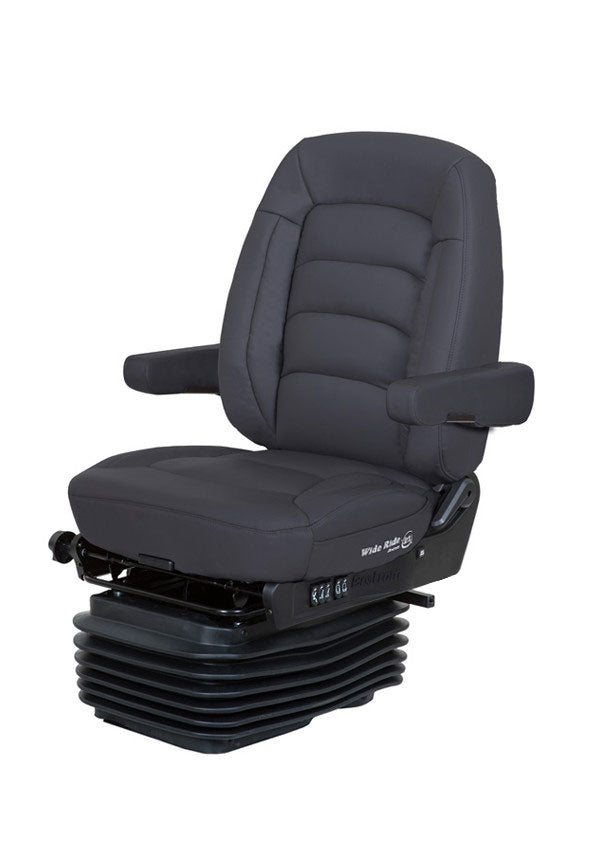 Wide Ride + Serta (Lo-Pro Air Suspension, Bellows, Mid-Back, Dual Armrests, Black Ultra-Leather)