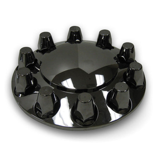 Trux Accessories Black Chrome ABS Plastic Front Hub Cover Kit w/ Removable Center Cap & 33mm Threaded Nut Covers