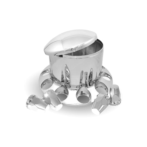 Chrome ABS Plastic Rear Axle Cover Kit w/ Removable Center Cap & 33mm Threaded Nut Covers