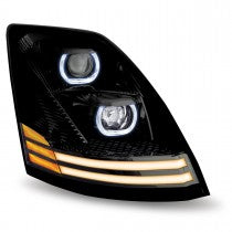 Volvo VNL LED Projector Headlight Assembly With 2 LED Strips 