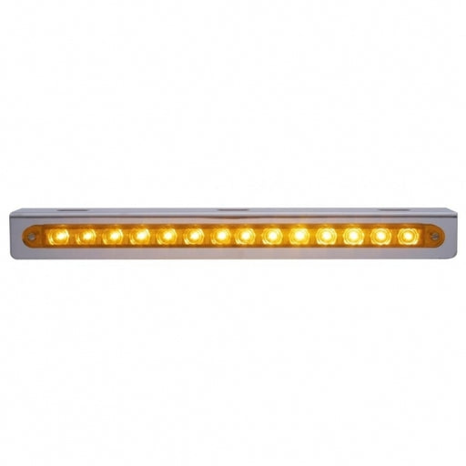 12 3/4" Stainless Light Bracket w/ 14 LED 12" Light Bar - Amber LED/Amber Lens