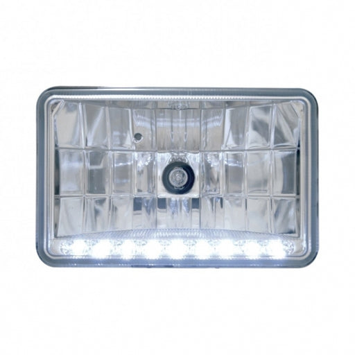 United Pacific 4" x 6" Crystal Headlight w/ 9 White LED Position Light - High Beam