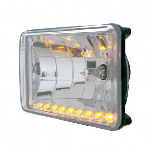 United Pacific4" x 6" Crystal Headlight w/ 9 Amber LED Position Light