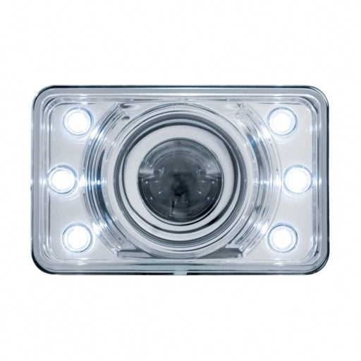 United Pacific 4" x 6" Crystal Projection Headlight w/ 6 White LED Position Light