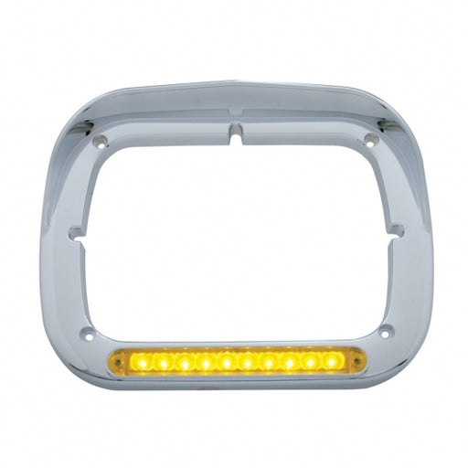 United Pacific 0 LED Single Headlight Bezel w/ Visor - Amber LED/Amber Lens