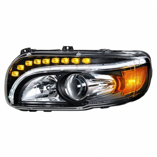 United Pacific Blackout Projection Headlight w/ LED Position & Turn Signal Light For 2008+ Peterbilt 388/389