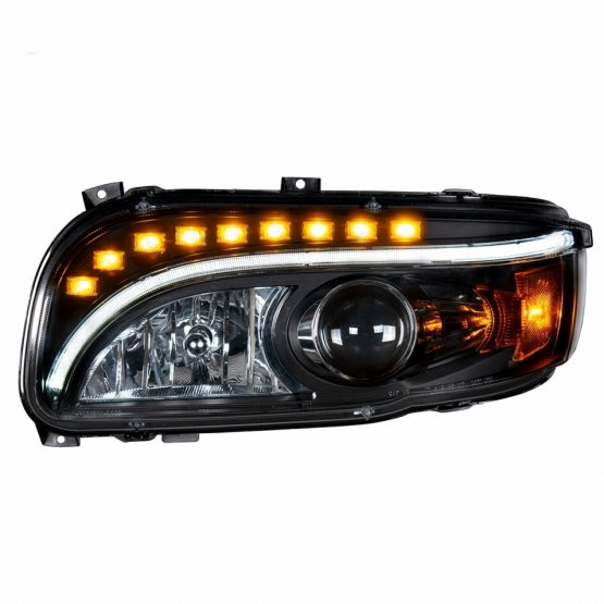 United Pacific Blackout Projection Headlight w/ LED Position & Turn Signal Light For 2008+ Peterbilt 388/389