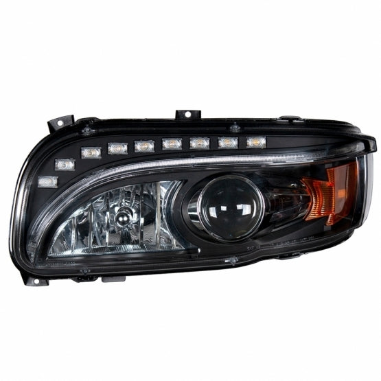 United Pacific Blackout Projection Headlight w/ LED Position & Turn Signal Light For 2008+ Peterbilt 388/389