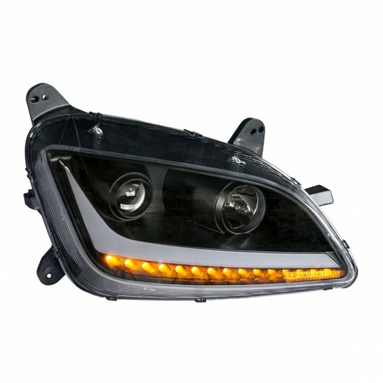 United Pacific Blackout Projection Headlight w/ LED Position & Turn Signal Light For 2011+ Peterbilt 579/587