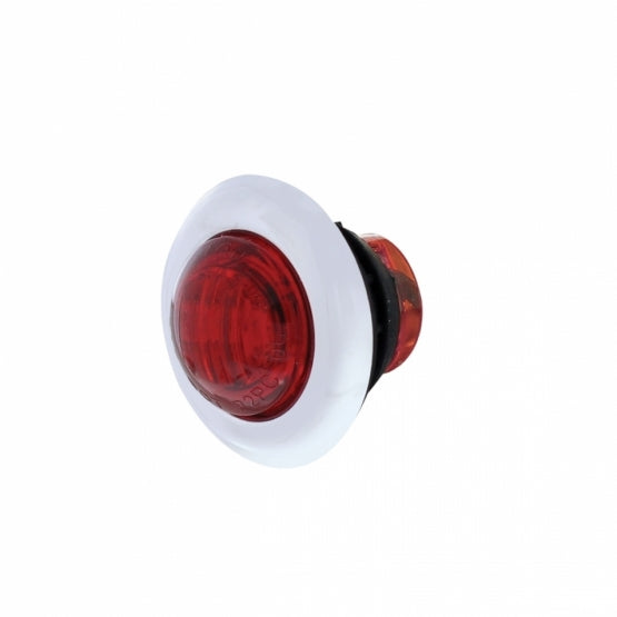 Bells-And-Whistles-Chrome-Shop-Trucks-Aftermarket-Accessories-Lighting-United Pacific-Dual Function Mini Clearance Marker Light with Bezel Red LED Clear Lens-Peterbilt-Kenworth-Freightliner-Mack-Volvo-Lonestar