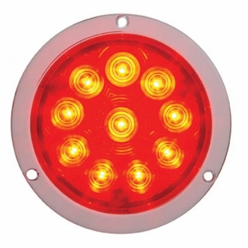 United Pacific 10" LED 4" Deep Dish Stop, Turn, & Tail Light- Red LED/Red Lens- On