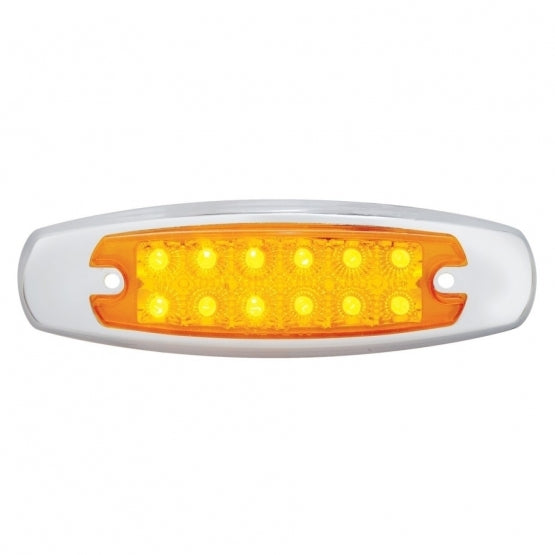 Bells-And-Whistles-Chrome-Shop-Trucks-Aftermarket-Accessories-Lighting-United Pacific-12 LED Reflector Rectangular Marker Light Amber LED Amber Lens-Peterbilt-Kenworth-Freightliner-Mack-Volvo-Lonestar