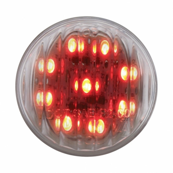 Bells-And-Whistles-Chrome-Shop-Trucks-Aftermarket-Accessories-Lighting-United Pacific-Red LED Clear Lens 2 Inch Marker Light-Peterbilt-Kenworth-Freightliner-Mack-Volvo-Lonestar