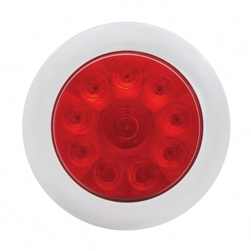 United Pacific 10 LED 4" Stop, Turn, & Tail Light with Bezel- Red LED/Red Lens off 