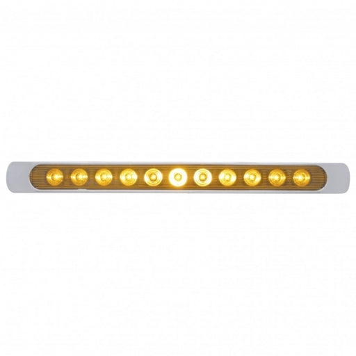 United Pacific 11 LED 17" Turn Signal Light Bar w/ Bezel - Amber LED/Amber Lens- On