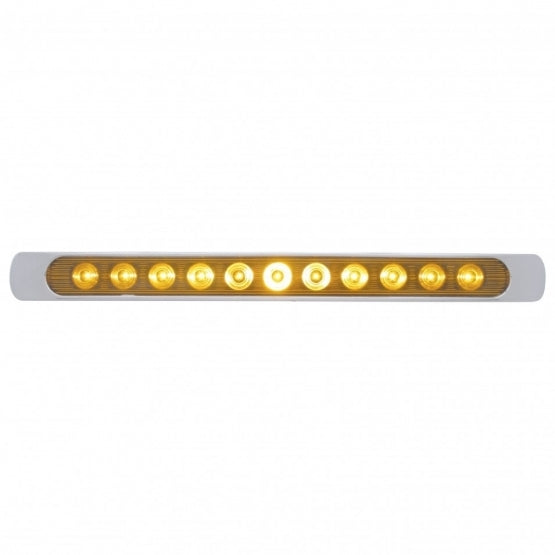 United Pacific 11 LED 17" Turn Signal Light Bar w/ Bezel - Amber LED/Amber Lens- On