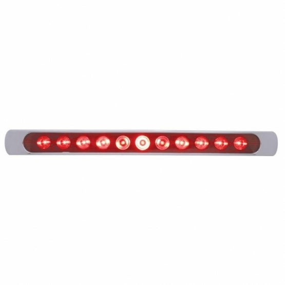 United Pacific 11 LED 17" Stop, Turn & Tail Light Bar w/ Bezel - Red LED/Red Lens- On