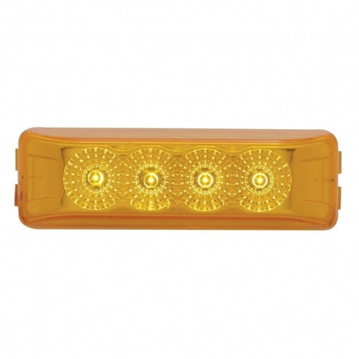 4 LED Reflector Rectangular Clearance/Marker Light - Amber LED/Amber Lens