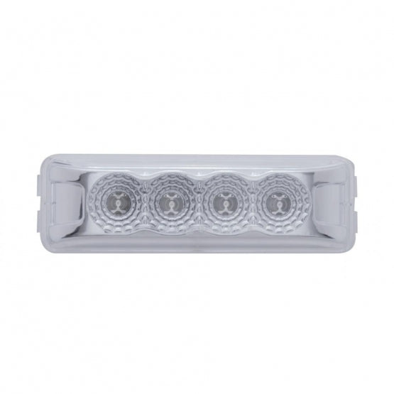 4 LED Reflector Rectangular Clearance/Marker Light - Red LED/Clear Lens