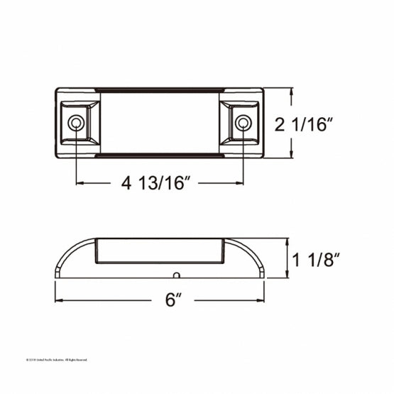 Bells-And-Whistles-Chrome-Shop-Trucks-Aftermarket-Accessories-Lighting-United Pacific-Reflector Rectangular Clearance Marker Light Red LED Red Lens-Peterbilt-Kenworth-Freightliner-Mack-Volvo-Lonestar