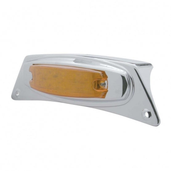 Chrome Fender Light Bracket w/ 12 LED Light - Amber LED/Amber Lens