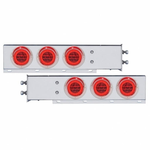 2 1/2" Bolt Pattern Stainless Spring Loaded Light Bar w/ Six 21 LED 4" "GLO" Lights & Visors - Red LED/Red Lens