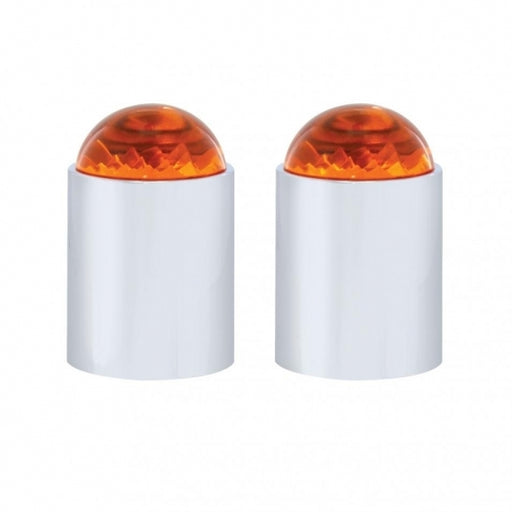 Dome Lens Bumper Guide Top w/ Chrome Base - Amber (2 Pack)