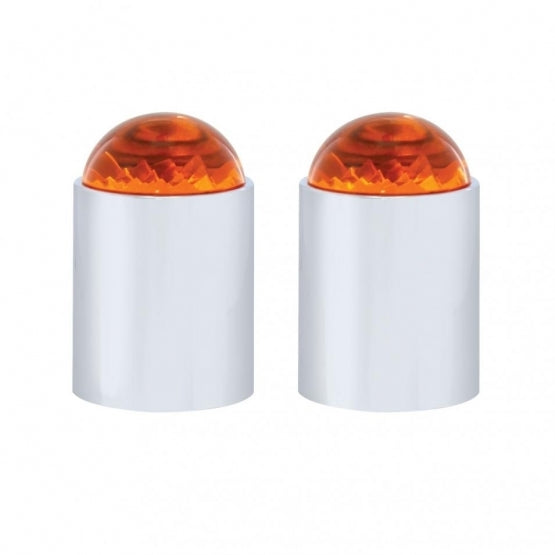 Dome Lens Bumper Guide Top w/ Chrome Base - Amber (2 Pack)